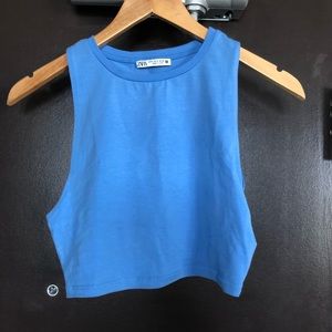 Zara Blue Halter Crop Top